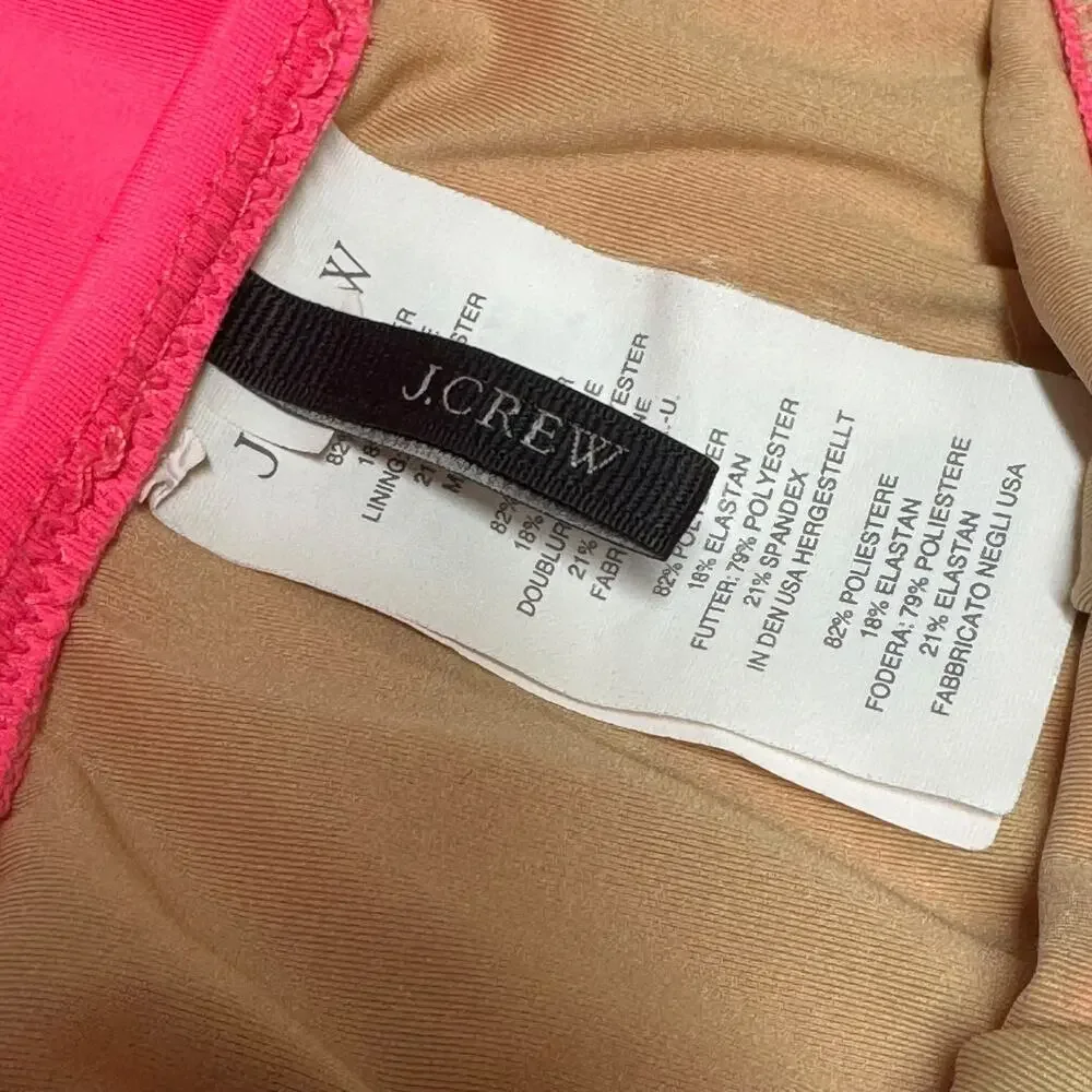 J.Crew Ruched One Piece Halter Swimsuit Hot Pink 8